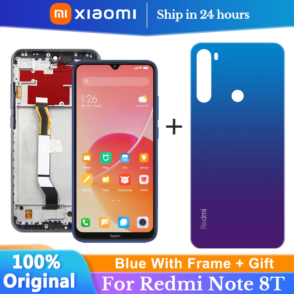 

100% New 6.3" Original LCD +Frame For Xiaomi Redmi Note 8T Display Screen Replacement LCD Touch Screen Digitizer with 10Touch