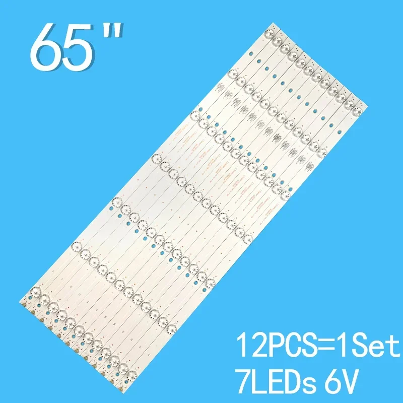 12pcs LED Bandes Pour 65MUA1500 CX65D07-ZC22AG-04 303CX650038 CX650M10 CX65D07 Rtv6566usm 303CX650038 CX650M10 65MUA1500