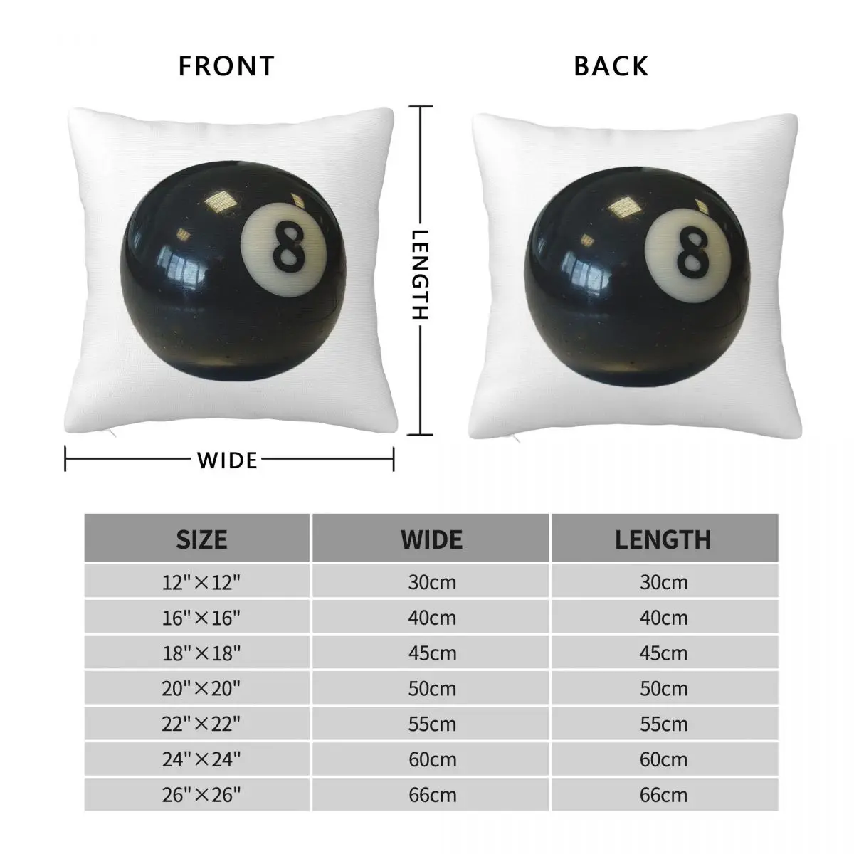 8 Ball Square Pillowcase Pillow Cover Polyester Cushion Zip Decorative Comfort Throw Pillow for Home Sofa