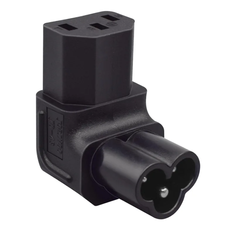 1PCS Zwarte Rechte Elleboog IEC320 C6 Male naar C13 Vrouwelijke Power Adapter Plug C6 Clover Leaf Plug PDU kast Stekker Converter