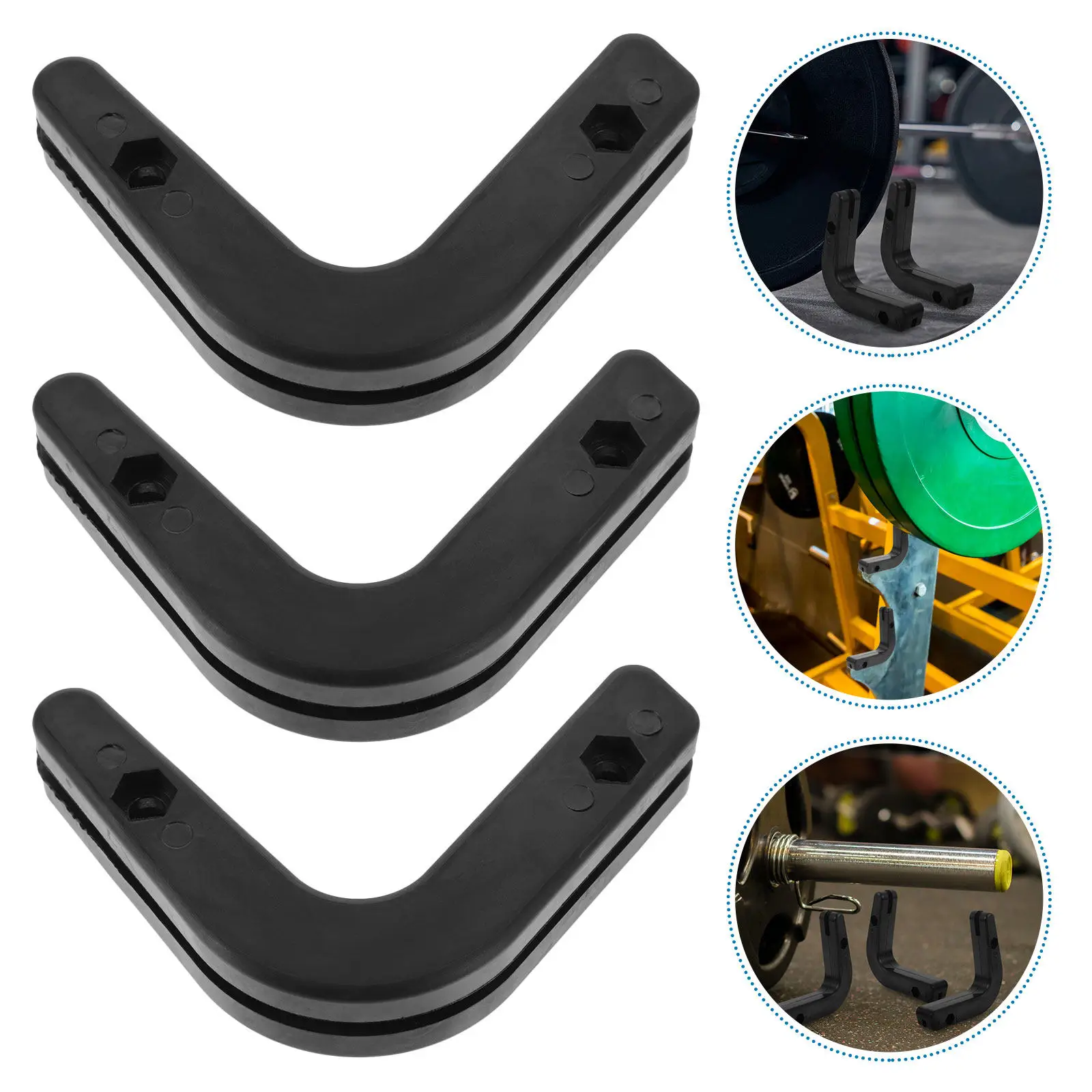 8Pcs Holder Wall Mount Organizer Barbell Heavy Duty Hooks Squat Floor Storage Gym Equipment