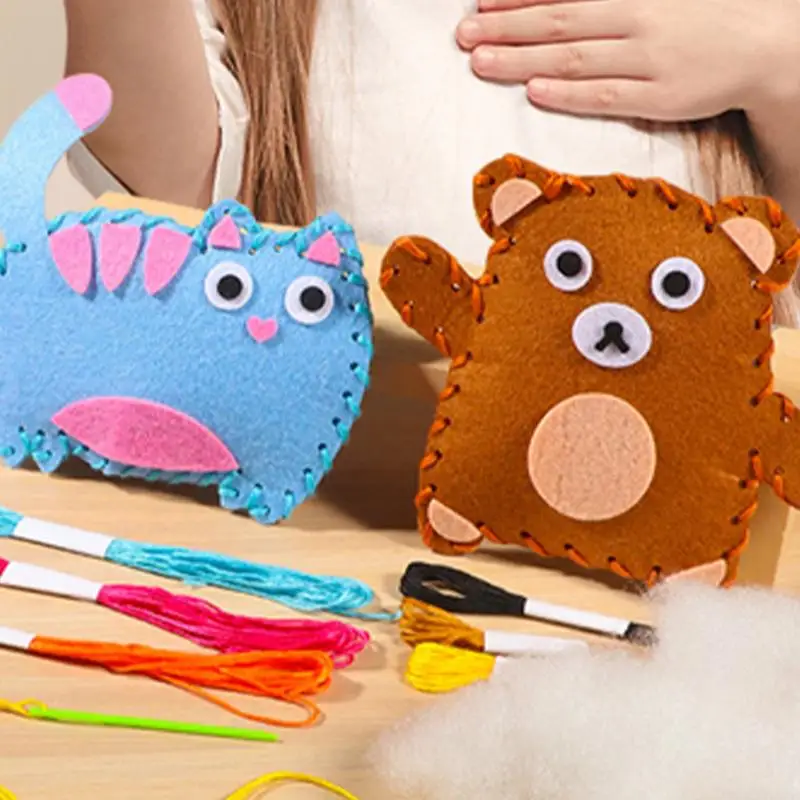 6pcs/lot Handcraft Toys Felt Stuffed Animal Dolls Sewing Set Handmade Keychain Ornaments for Children Educational Sewing Toys