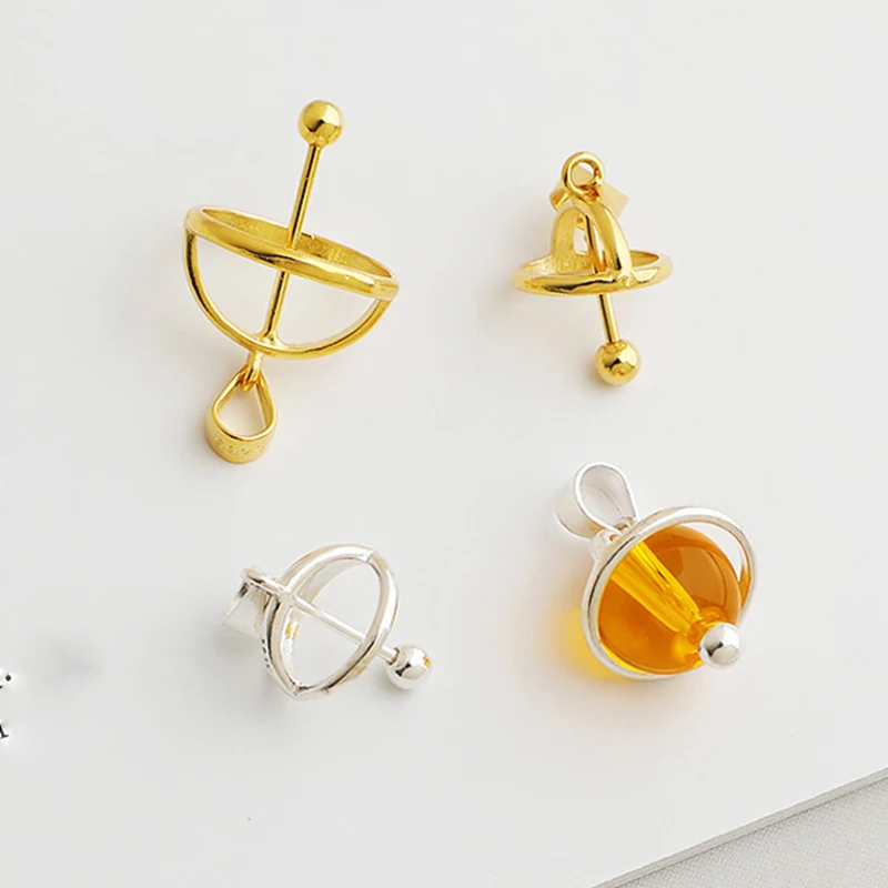 

1 шт./лот, стерлингового серебра 925 пробы, подвески в виде планеты, бусины, застежки, подходят для 8/10/12 мм, разъем для ожерелья, бусины, рамки, крючки, сделай сам, ювелирные изделия, фурнитура