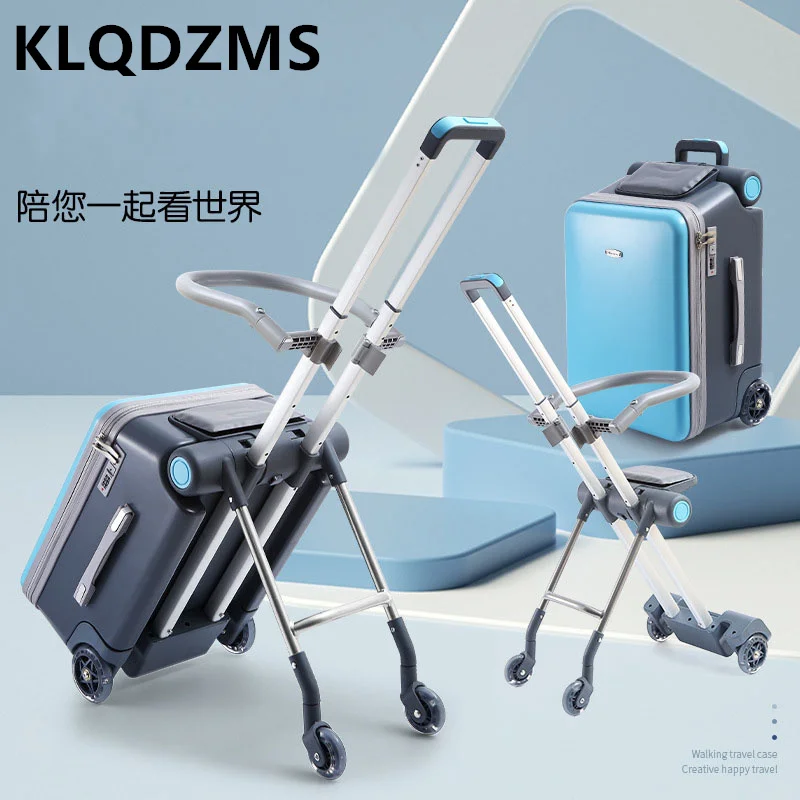 KLQDZMS 20 Inch The New Luggage Children's Gifts Small Trolley Bags Can Sit Can Ride Travel Boarding Boxes Rolling Suitcase