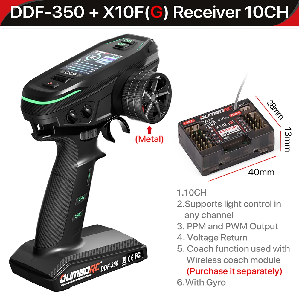 DUMBORC DDF-350 Sender mit Empfänger 2,4G 10CH Digital Radio Fernbedienung für RC Auto Boot Tank LCD FHSS System – Detail 14