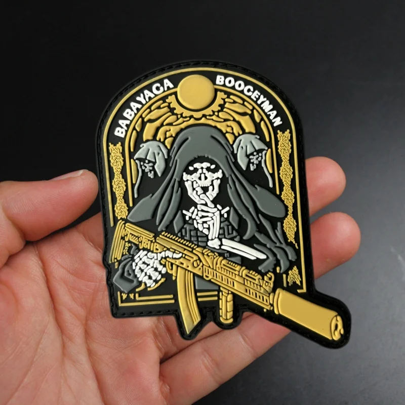 

"BOOGEYMAN BABAYACA" PVC Patch on Clothes Tactical Morale Badges Hook Loop Skull Military Patches Backpack Sticker Armband