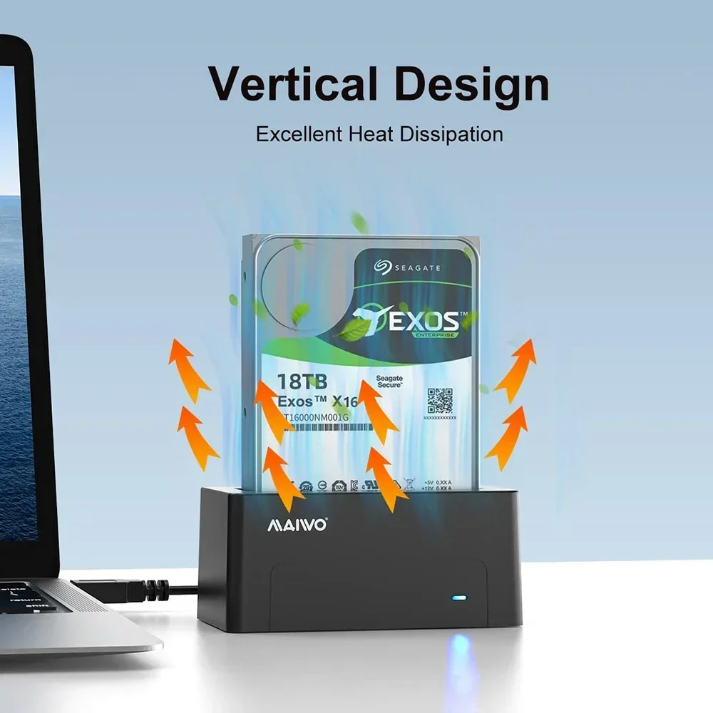 MAIWO 2,5/3,5 Zoll HDD Docking SATA zu USB 3.0 Externe Festplatte Dockingstation Unterstützung UASP 18 TB HDD Kapazität für PC Gehäuse