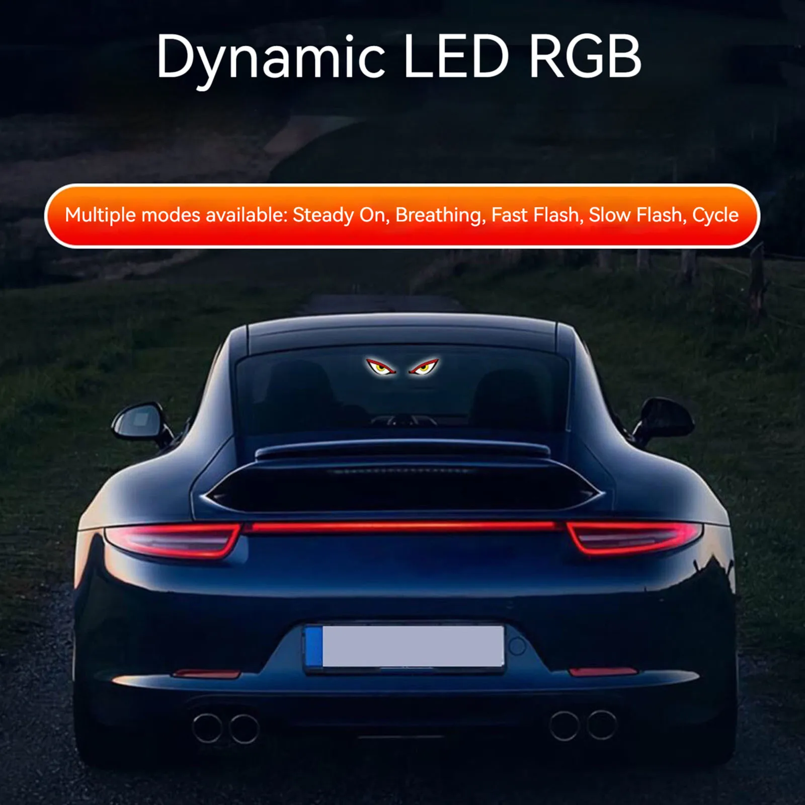 1Pc Solar Demon Eye LED Car Light – Dynamic Expression Neon Glow, USB Charging Devil Eye Ambient Lamp for Auto Rear Window Decor