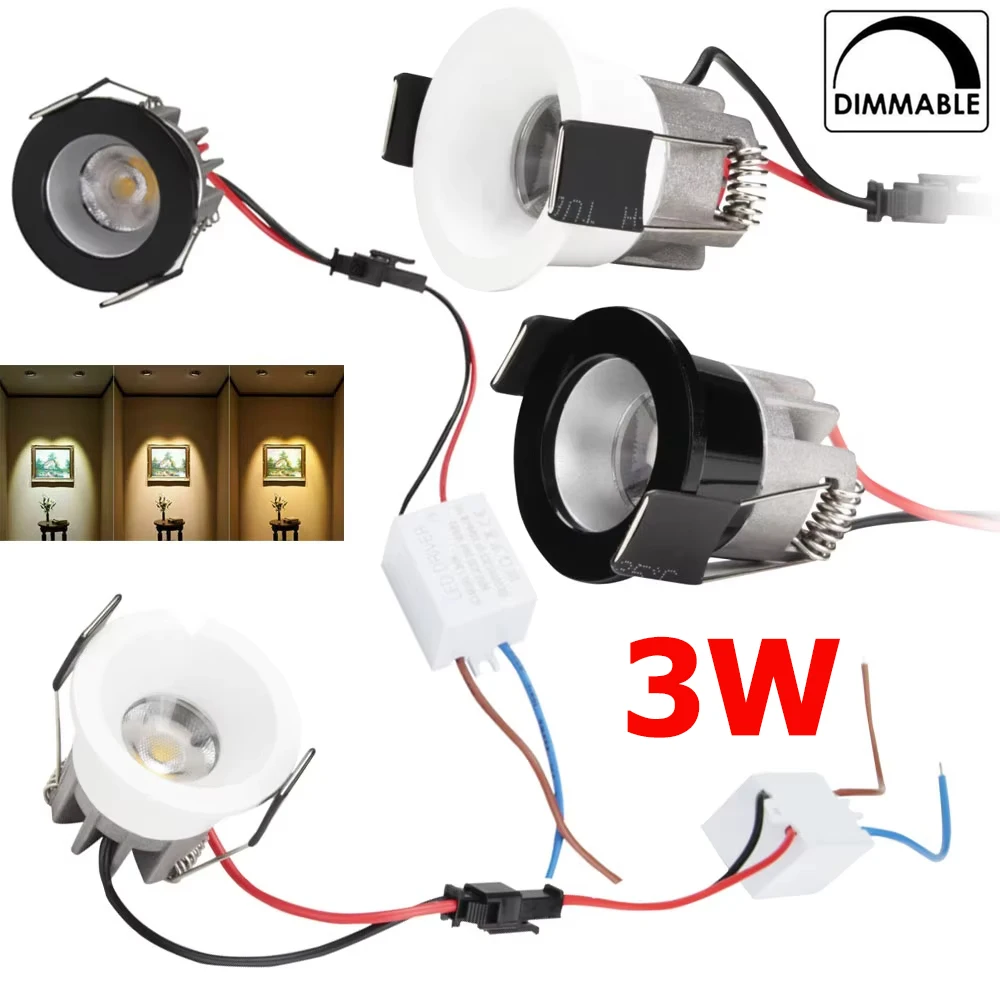 

3W LED COB Downlight With Driver Dimmable Ceiling Downlights Recessed Retractable Warm White Home Spotlight 110V Lighting