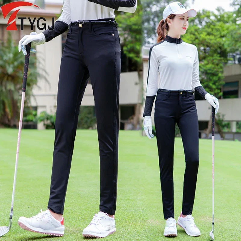 

TTYGJ Golf Pencil Pants Female High Waist Stretch Golf Trousers Ladies Sports Sweatpant Black Thin Sports Pants Slim Fit Bottoms