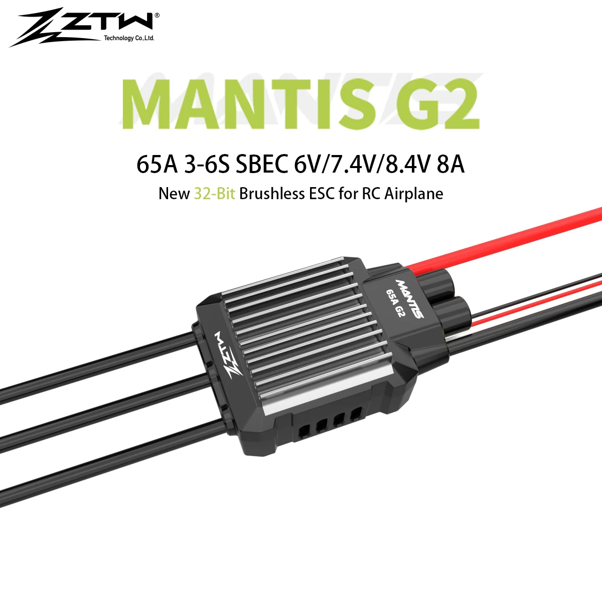 ZTW 32-Bit Mantis G2 65A ESC 3-6S con 6V/7.4V/8.4V SBEC 8A regolatore di velocità senza spazzole per modello RC aereo aereo ad ala fissa