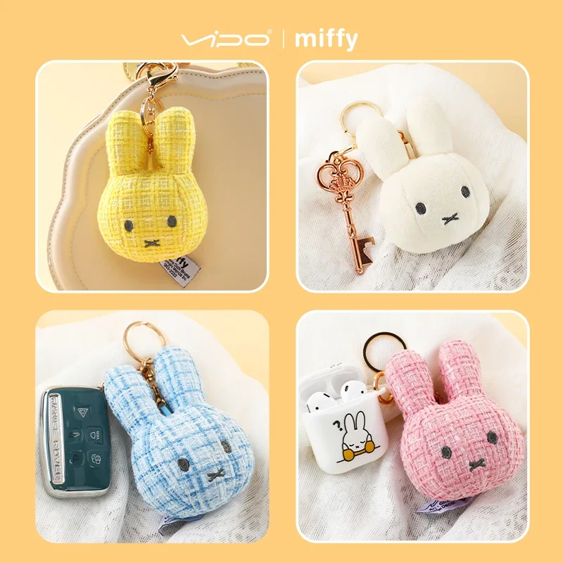 Kawaii Miffy Cute Pendant Bag Hanging Rabbit Head Cartoon Doll Key Chain Accessories Christmas Gift Birthday Toy