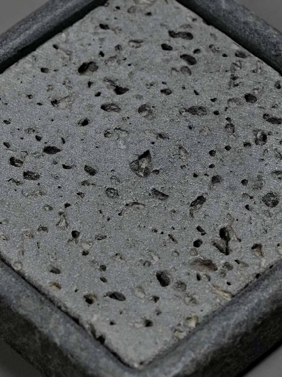 Stein Teeplatte 15cm quadratisch natürlicher schwarzer Basalt saugfähig Teekanne Ablage Wabi-Sabi Zen Gongfu Teezeremonie Geschenk – Detail 6