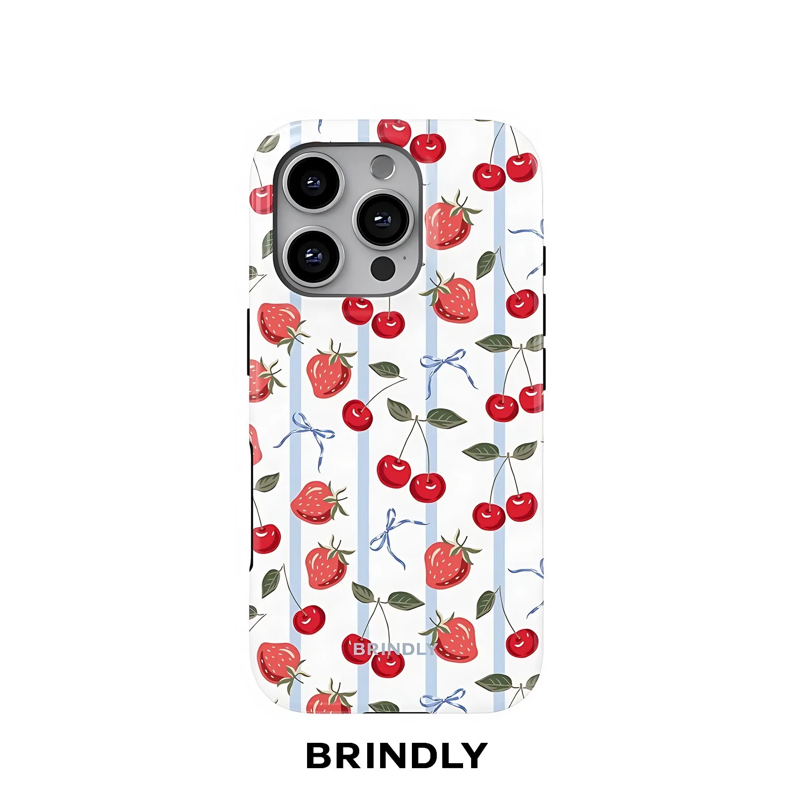 Sweet Cherry Berry BRINDLY Phone Case for Samsung Galaxy S23 S24 S25 S26 FE Plus Ultra Edge 5G Luxury Double-layer Back Cover