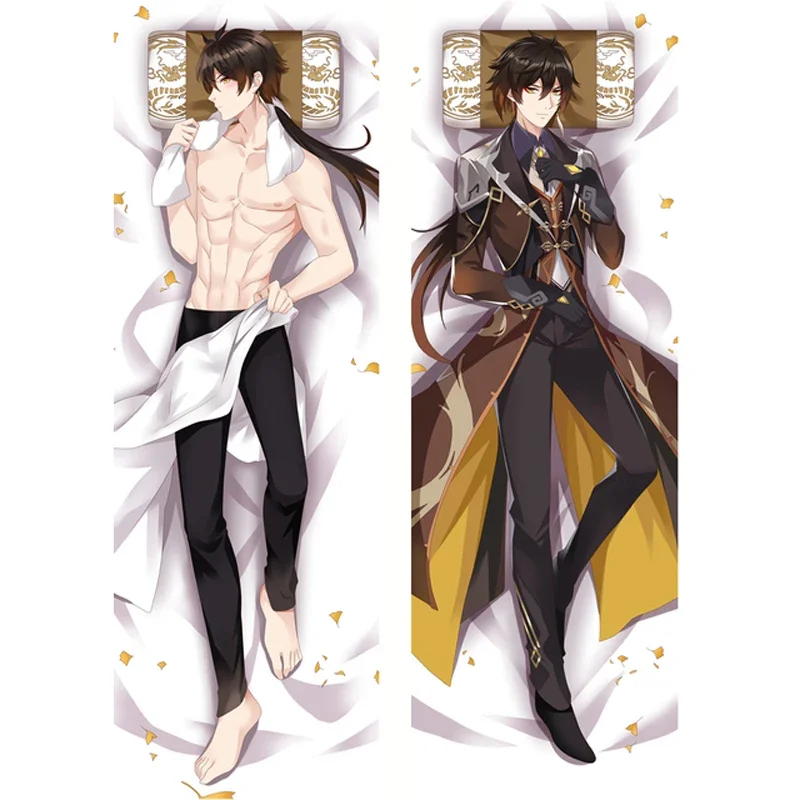 

Game Genshin Impact Zhong Li Dakimakura Double Side Printed Zhongli Pillow Case Male Otaku Hugging Fullbody Cushion Cover Gift