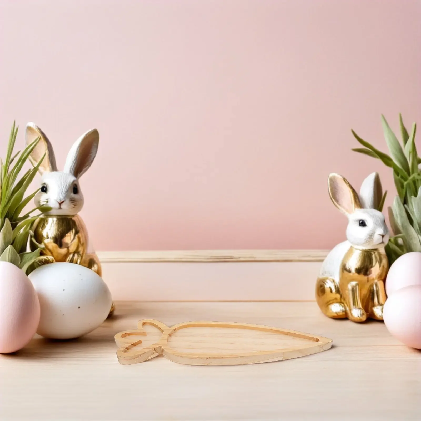 2Pcs Wooden Easter Bunny Carrot Serving Trays Set Festive Charcuterie Boards Farmhouse Dessert Snack Platters Holiday Party