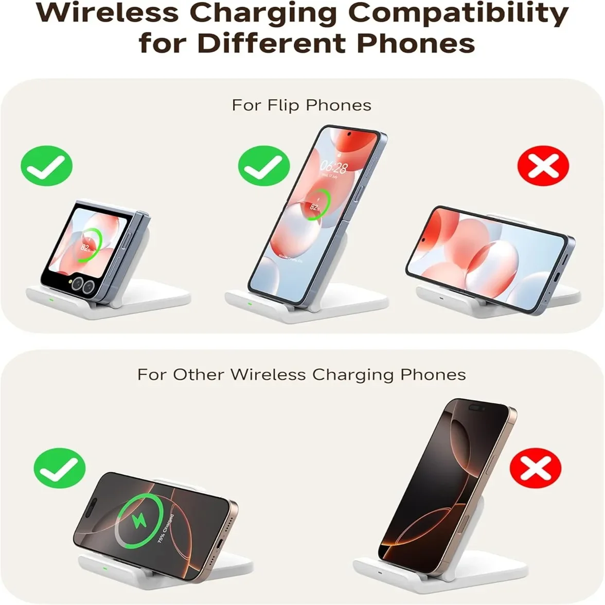 SwanScout 501S Wireless Charger for Samsung Z Flip 7 6 Foldable Fast Charging Stand for Galaxy S25 for Moto Razr 50 40 60 Ultra - náhled 6