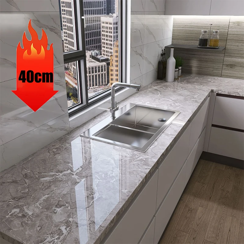 

Декоративная водонепроницаемая и влагостойкая мраморная самоклеящаяся пленка для обоев 40 см, наклейка на стену для кухонных шкафов и ванной комнаты