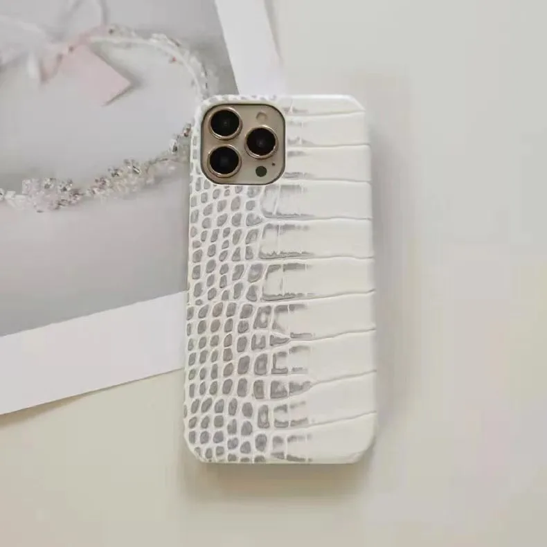 Leather mobile phone case accept Customized gradient crocodile pattern mobile phone case for iPhone