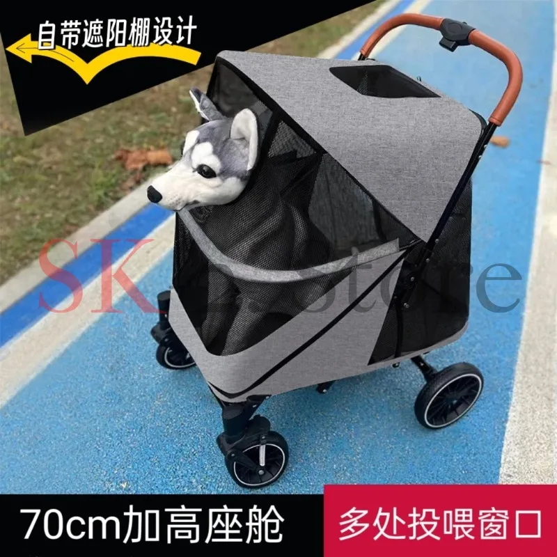 Foldable Heavy Duty Pet Stroller 55kg All-Terrain Large Dog Cat Carrier for Seniors Disabled People Travel