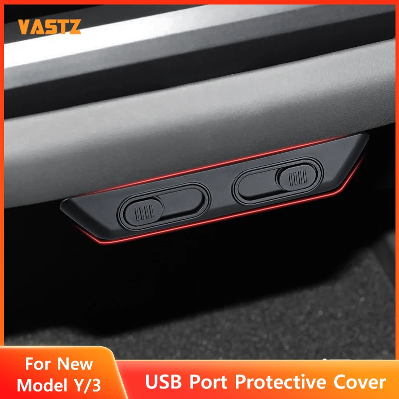 

USB Port Protective Cover For Tesla Model Y Juniper 2025 Model 3 Highland 2024 2025 ABS Slide - Switch Panel Dust - Proof Shield