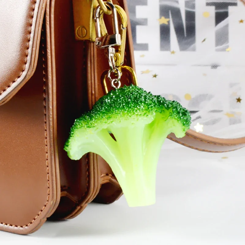 New Simulation Broccoli Keychain Creative Fashion Cute Vegetable Model Cauliflower Car Phone Bag Pendant Ornaments Gift Llaveros