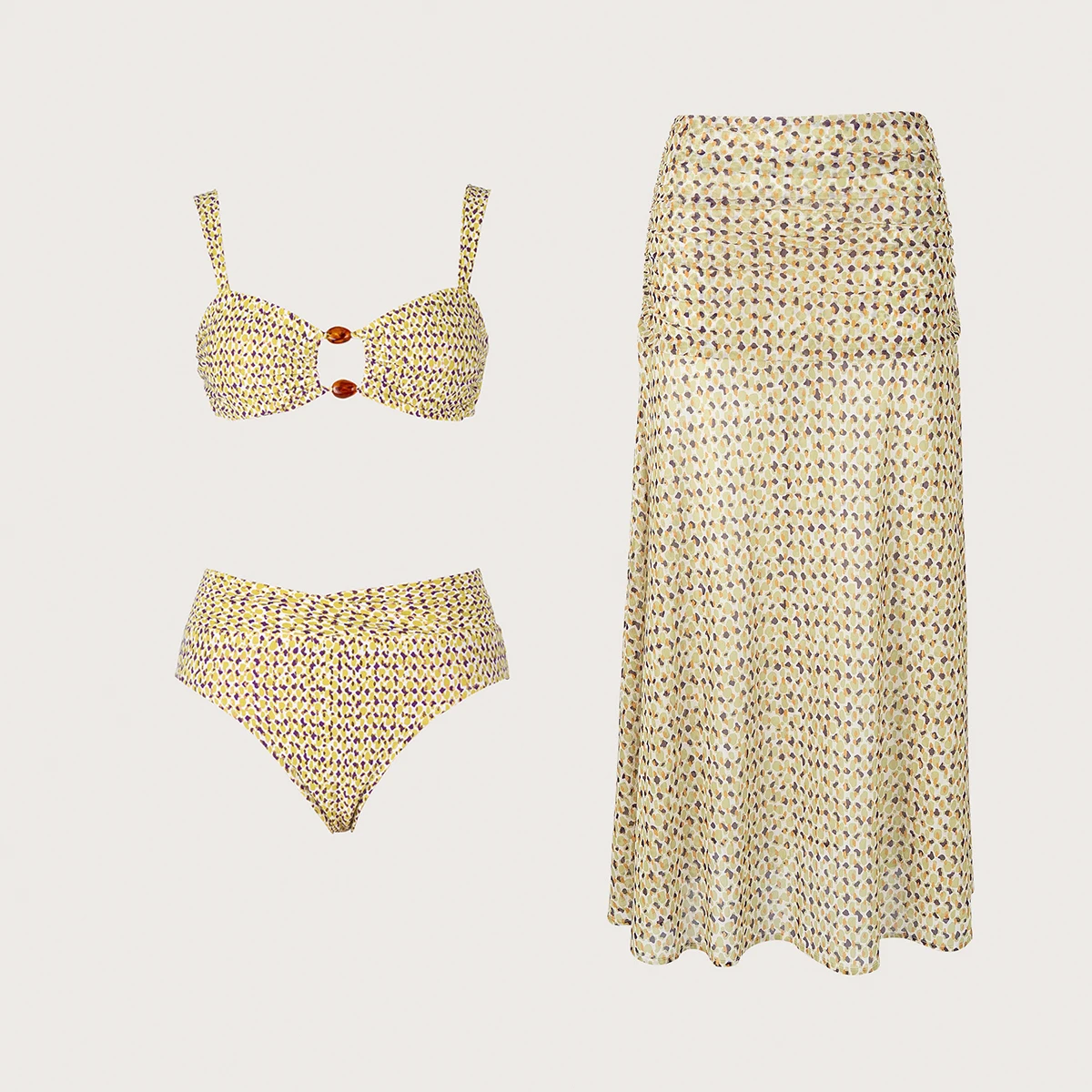 3 ピースビキニ 2026 セクシーな女性水着水着女性プリントビキニセットビーチウェア水着水着カバーアップ