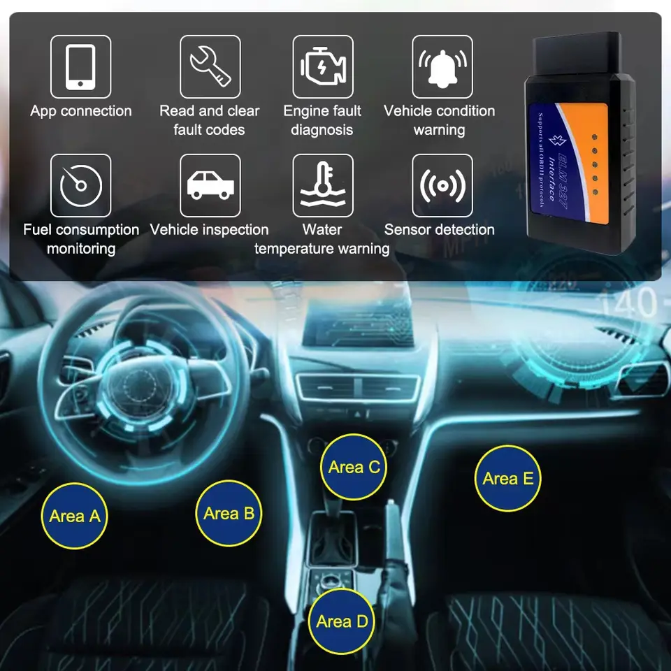 ELM327 V2.1 OBD2 Scanner Bluetooth Car Diagnostic Tool For Android /IOS Code Reader Automotive Fault Detector - 2