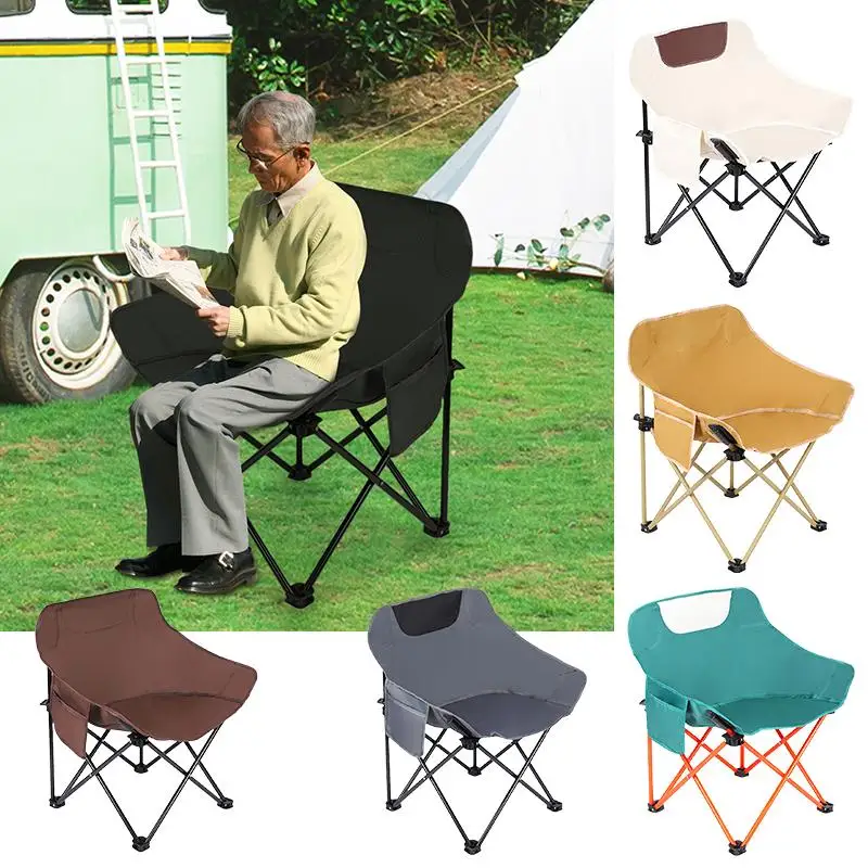 Folding Camping Chair Stable Travel Chair With Side Pocket 600D Oxford Outdoor Portable Chair Beach Stool Picnic Portable