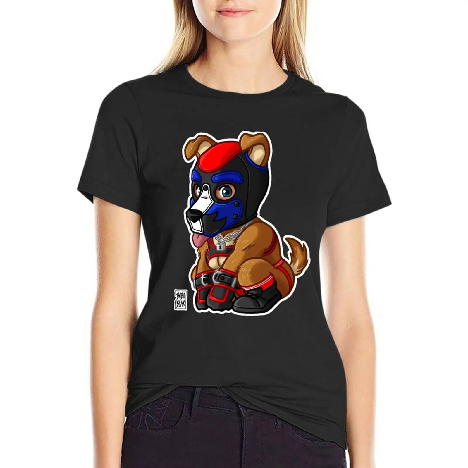 

PLAYFUL PUPPY - BLUE RED MASK - BEARZOO SERIES T-Shirt korean fashion funnys customs cat shirts for Women