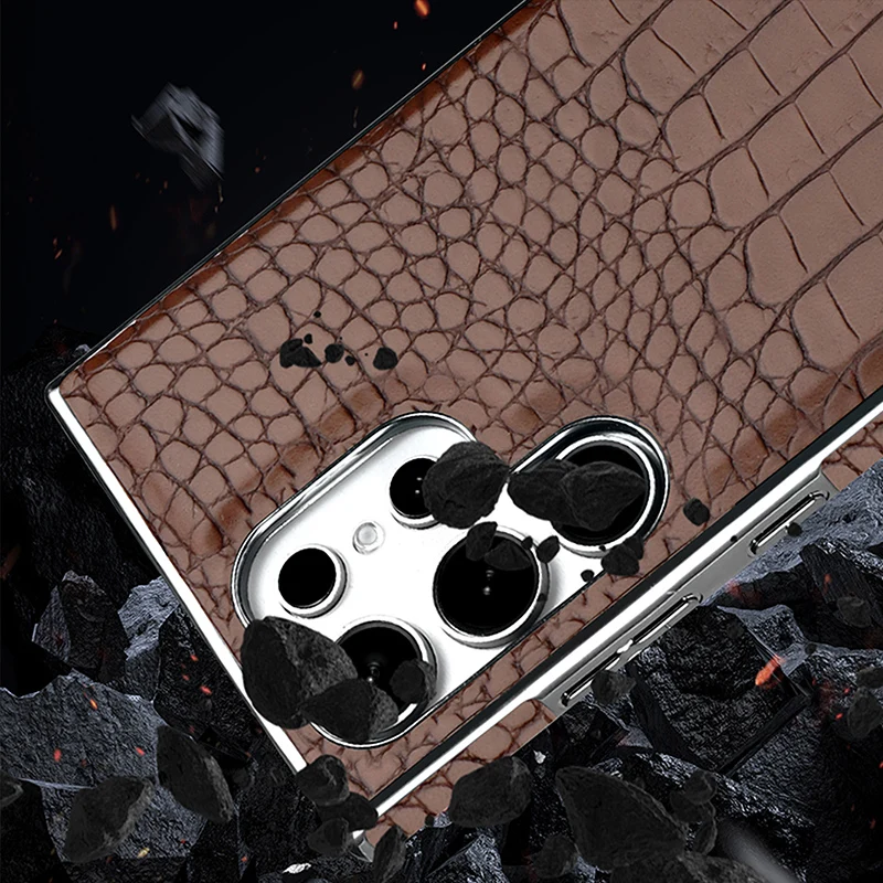 حافظة هاتف جلدية بنمط التمساح عالي الجودة لهاتف سامسونج جالاكسي S23 S24 S25 Ultra/Plus غطاء مطلي بالكهرباء المغناطيسي #3