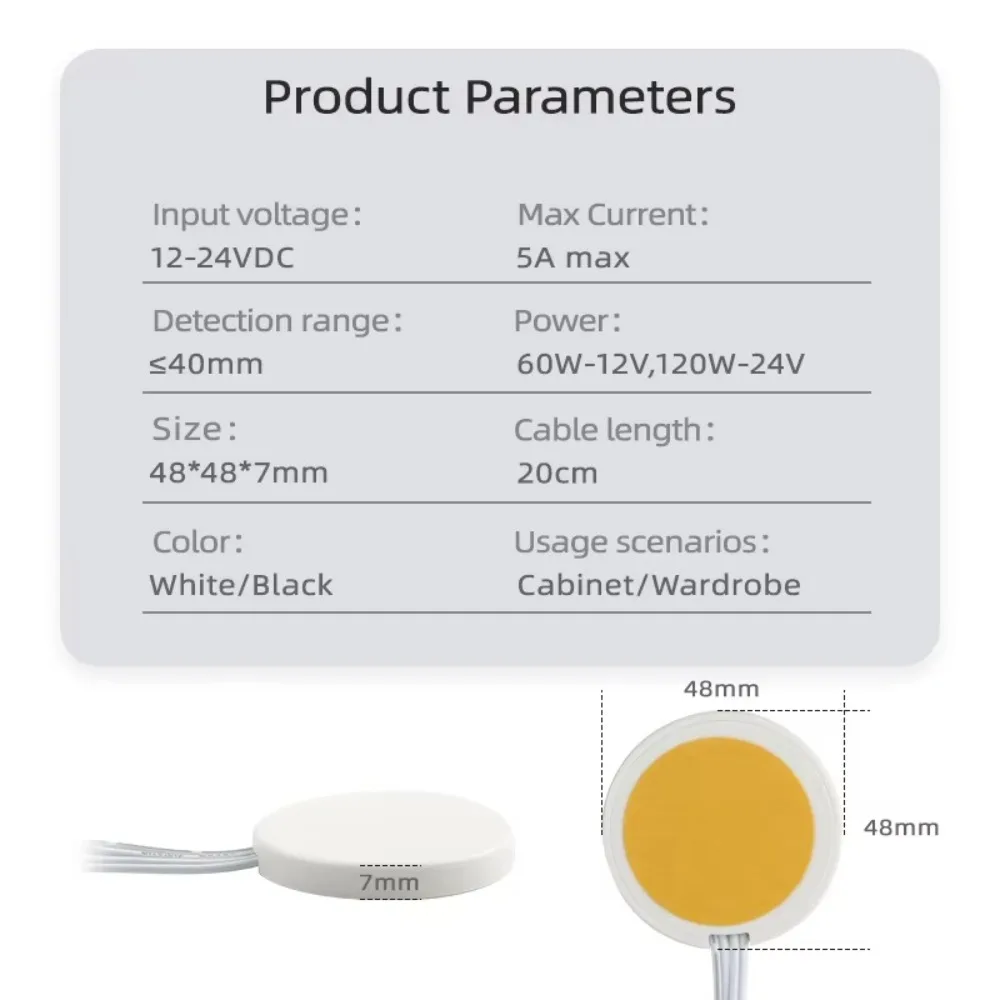 Durable DC12V 24V Sensor inteligente 5A 60W tablero de madera Interruptor táctil interruptor de luz LED Penetrable para luz LED de gabinete