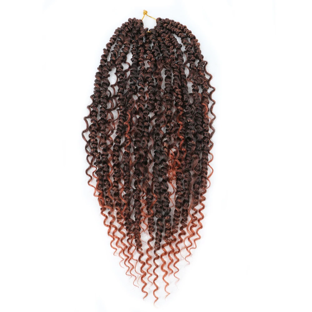

Полная звезда 18 дюймов Passion Twist с вьющимися вязанными крючком косами, натуральные синтетические плетения для наращивания волос, волосы Ombre River Faux Locs