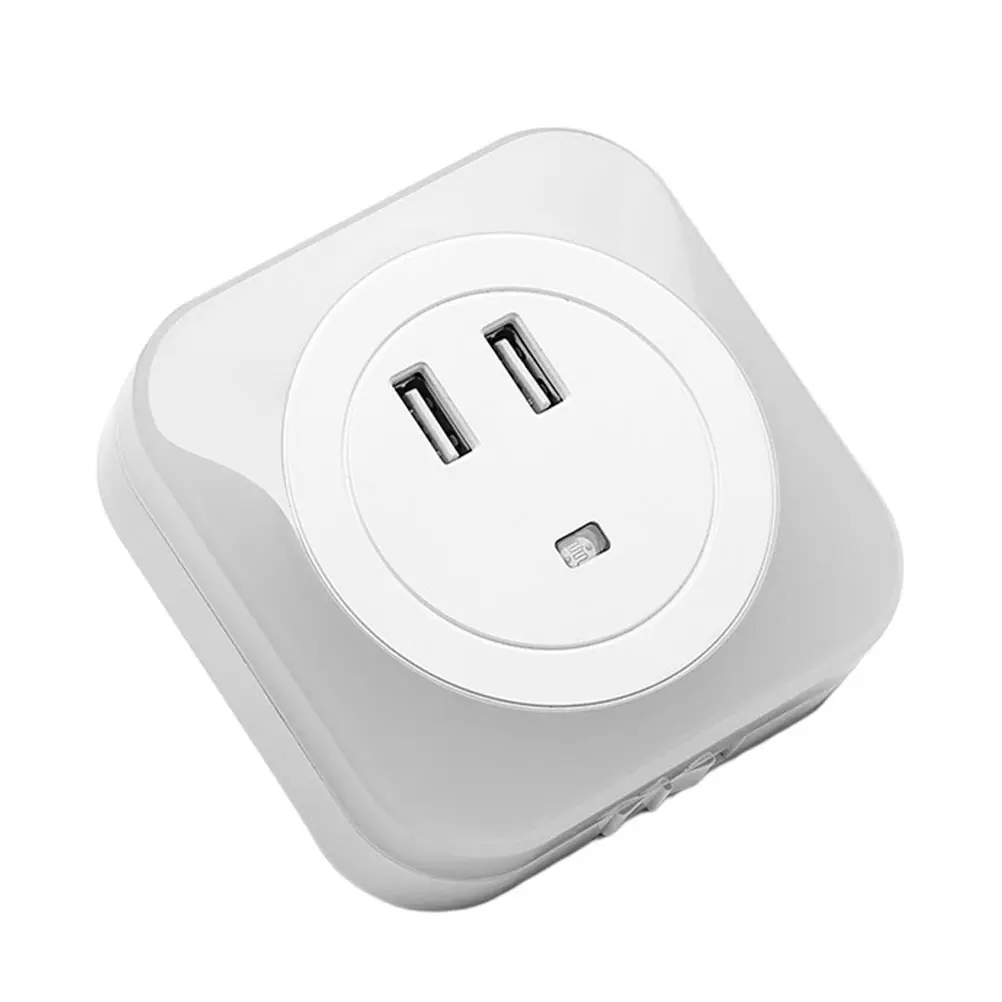 

Dual USB Night Light Charging Lamp for Bedroom White Plug LED Light Controlled Eco Friendly Practical Design Long Term Use Small