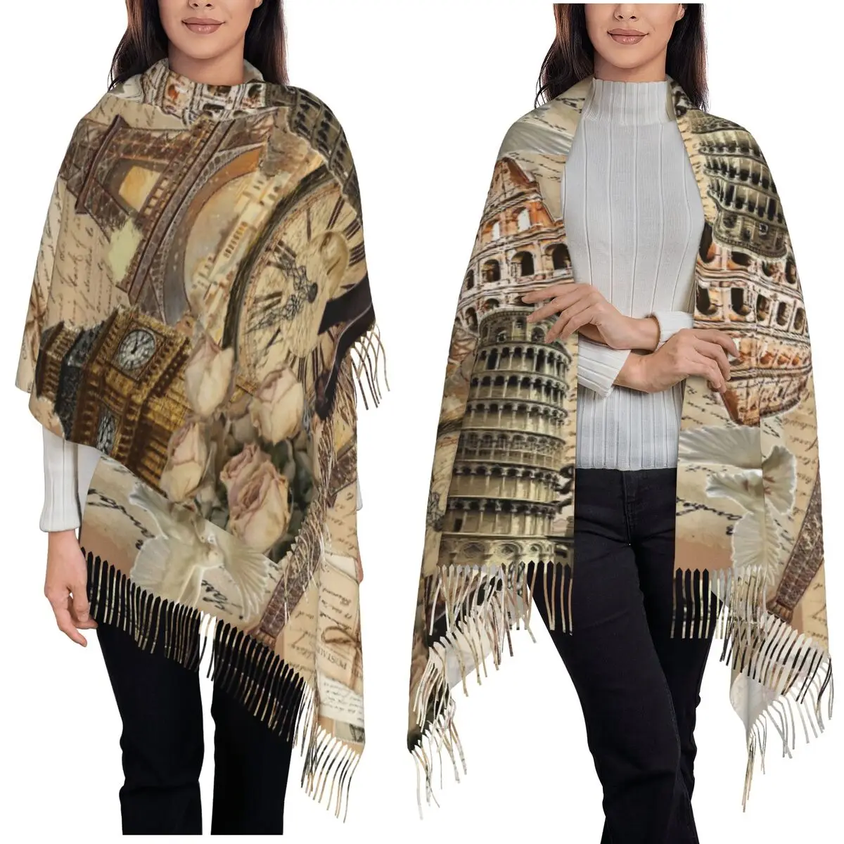 

Франция Париж Эйфелева башня шарф шарфы с кисточками женские мягкие теплые шали и накидки длинная осенне-зимняя шаль накидка