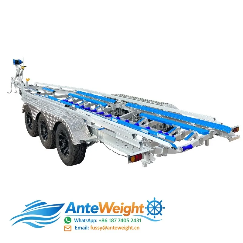 Heavy Duty Transporter Aluminum Boat Trailer 4.5 Ton Triple Axles Boat Trailer for Sale