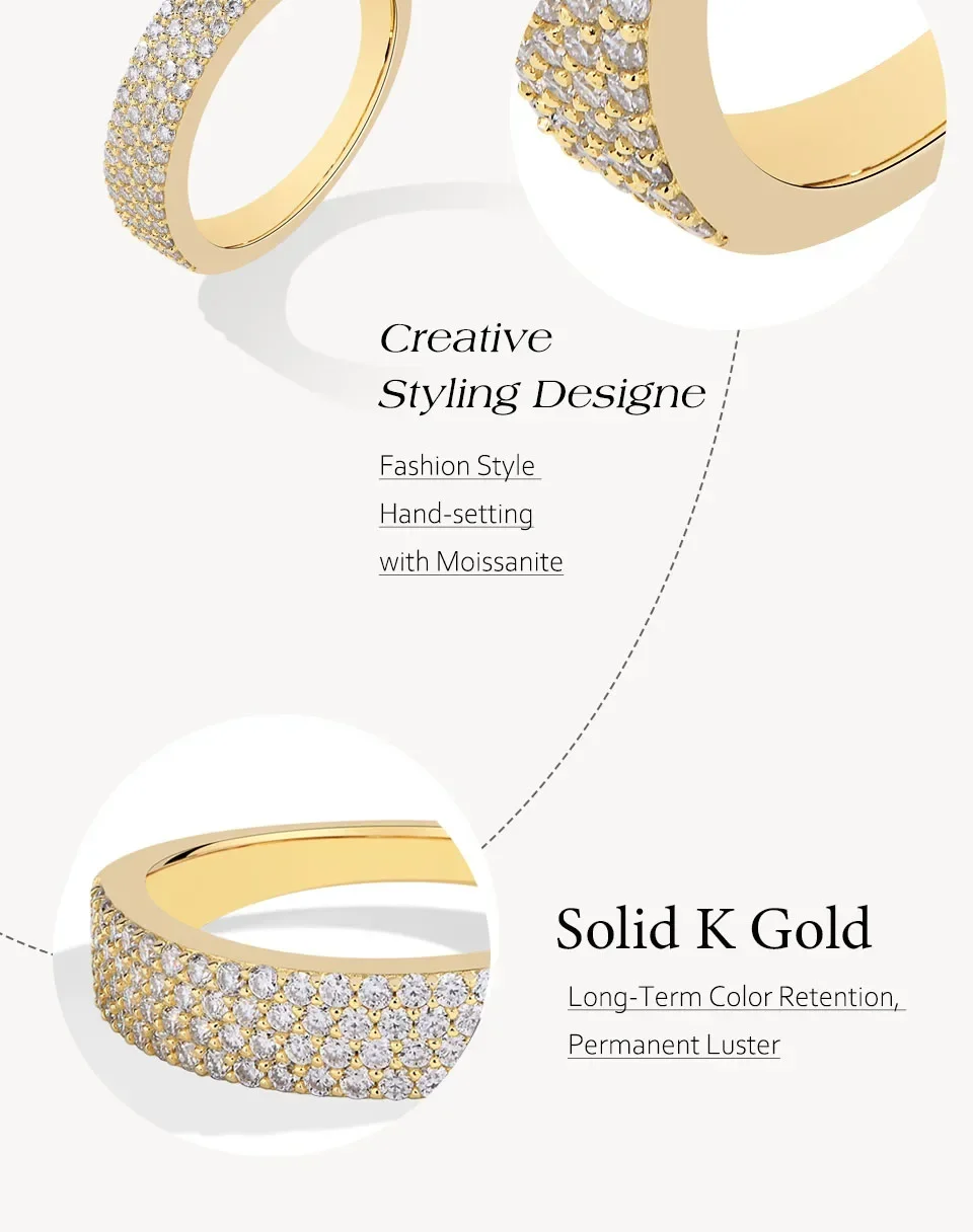 NASIA Sparkling Moissanites Rings for Women Men Real 14K 18K Ring Yellow Gold Half Eternity Wedding Band Fine Jewelry 2026