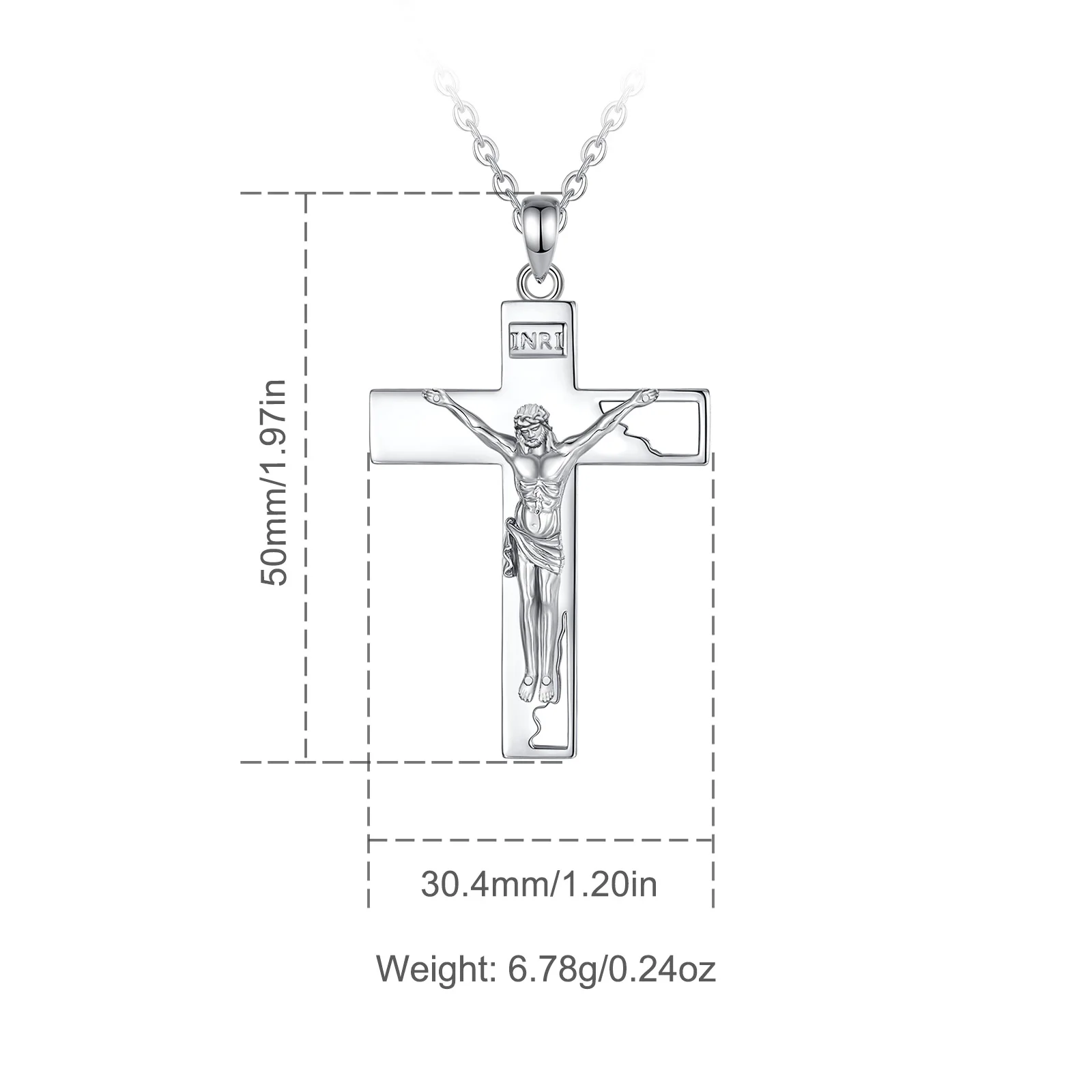 Eudora 925 Sterling Silver Crucifix Cross Necklace Jesus Amulet Pendant Hollow Out Design Religious Jewelry Gifts for Men Women