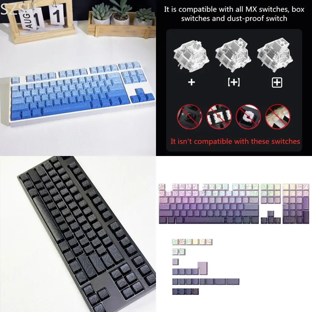 SZSU 133Key PBT Side Engraved Keycaps Sublimation Original Height Backlit Keycap For61 64 68 75 84 Mechanical Keyboards