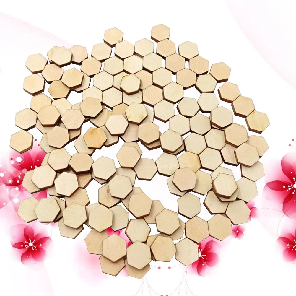 100Pcs Honeycomb Unfinished Wood Circle Non Burrs Wooden Pieces DIY Craft Supplies Painting Carving Engraving Cutouts Ornaments