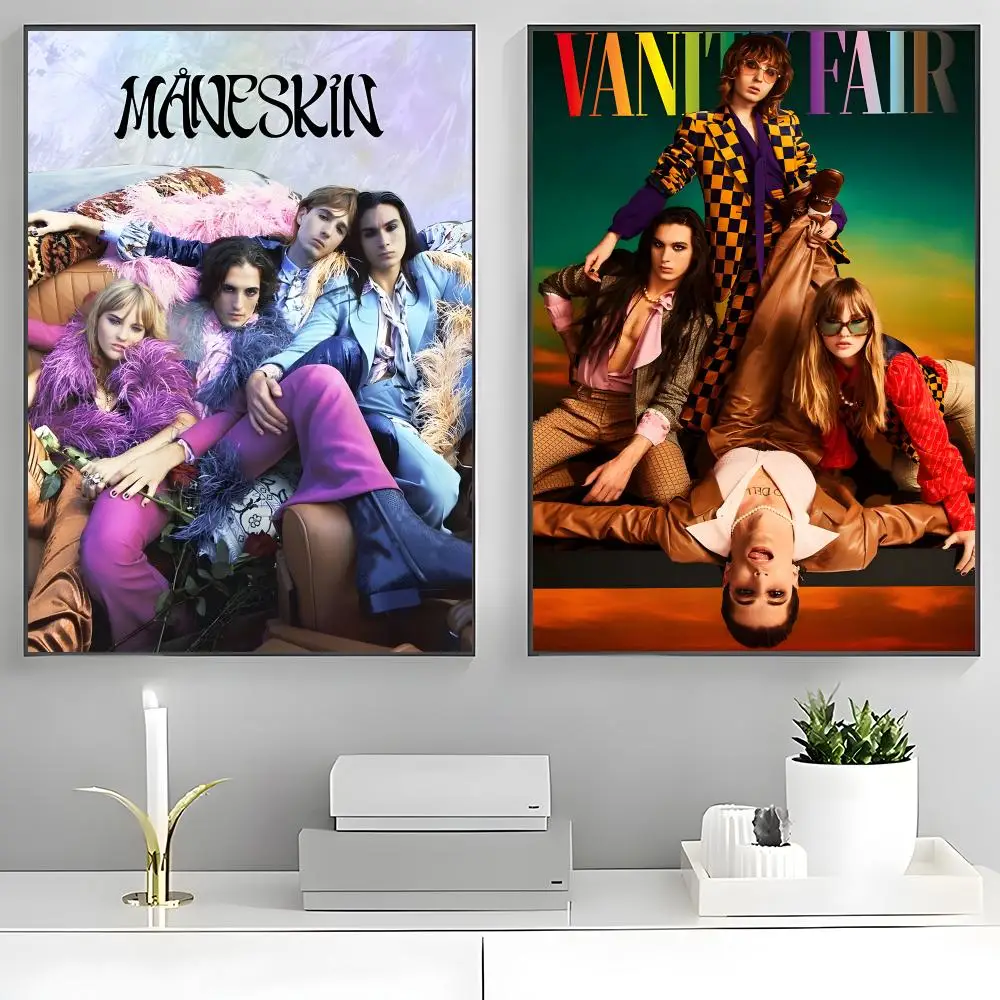 Band Måneskin Poster Poster Stickers Painting Mural HD Wall Decals for Bedroom Living Room Home Self-Adhesive