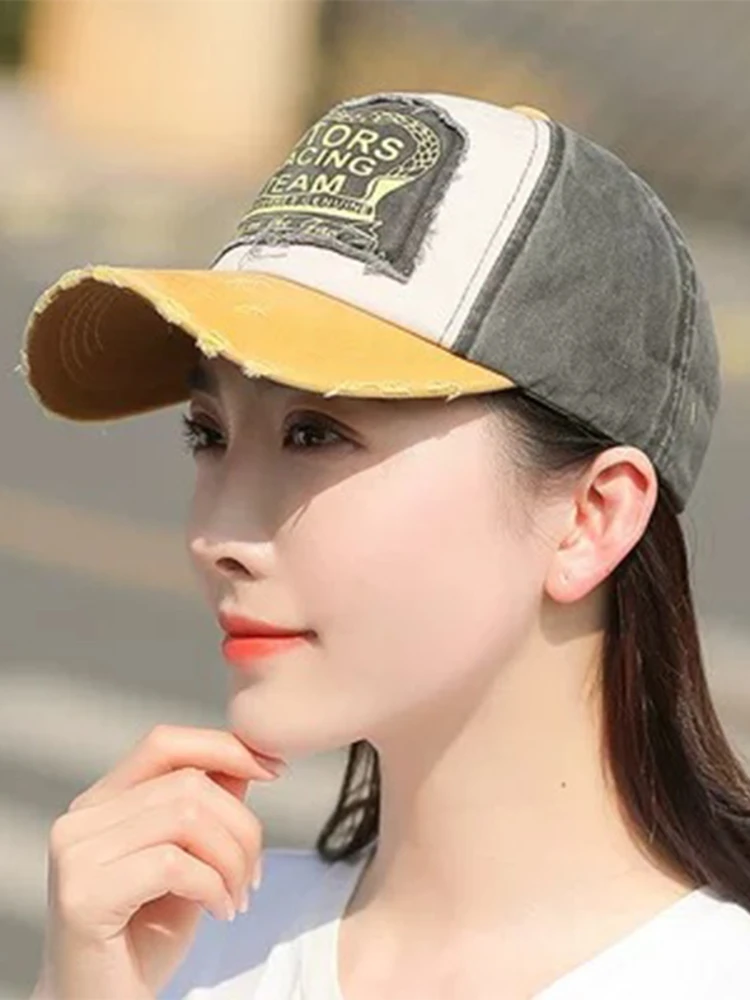 

Хлопковая бейсболка Waed, новинка весны и лета, цветная нашивка с воротником и надписью в стиле ретро, солнечная уличная кепка