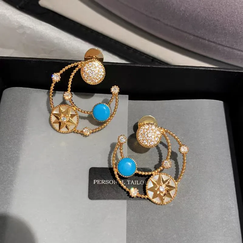 

Fashionable Luxury Eight-Star Lucky Compass Earrings Exaggerated Elegant Studs for Women Daily Commute Jewelry Accessory