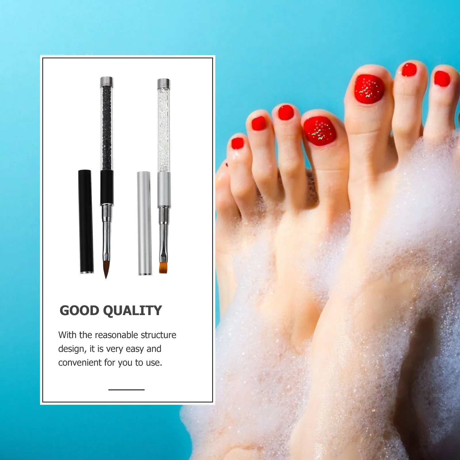 

2pcs Nail Art Pen Manicure Tool Rod Nylon Brush for Professional Salon Use DIY Nail Accessory Kit