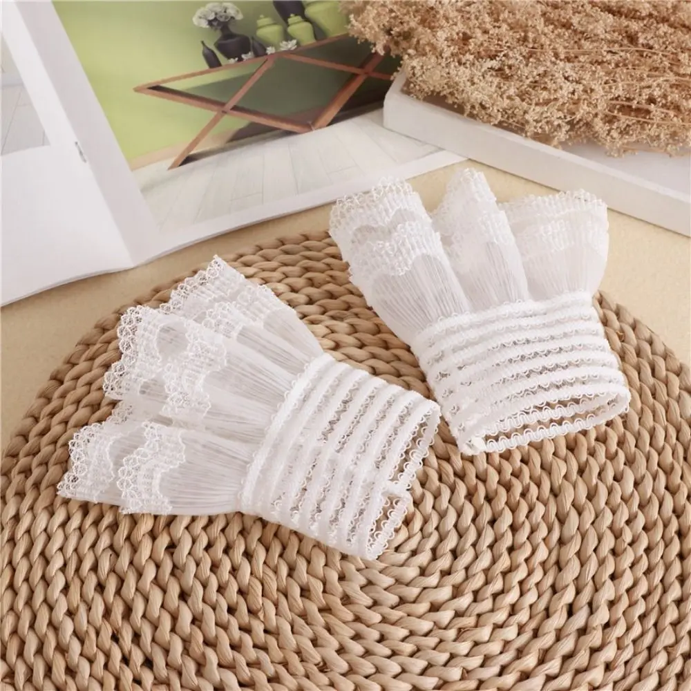 New Multilayer Ruffle Fake Cuff Detachable White Black Wrist Cuff Sweater Cuffs