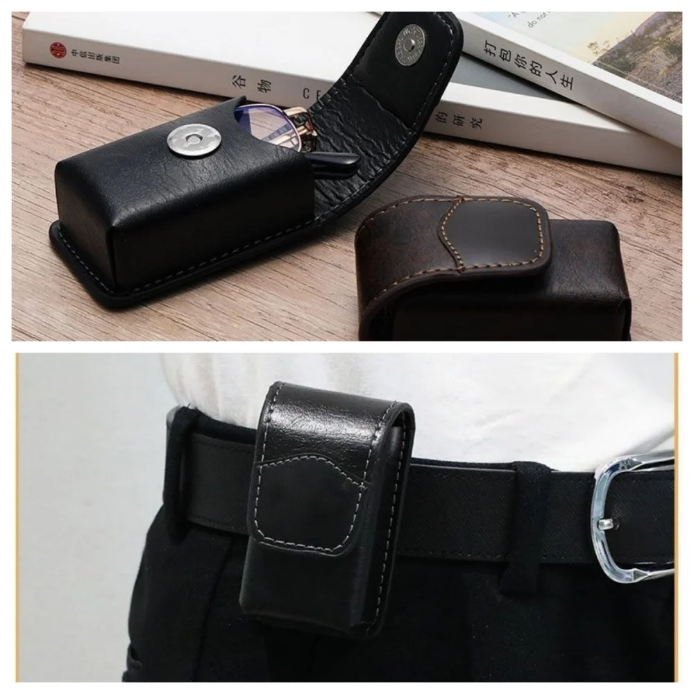 حافظة نظارات بحزام يمكن ارتداؤها، حافظة نظارات شمسية خفيفة الوزن قابلة للطي، صندوق نظارات مقاوم للسحق، صندوق تخزين نظارات محمول مدمج #3