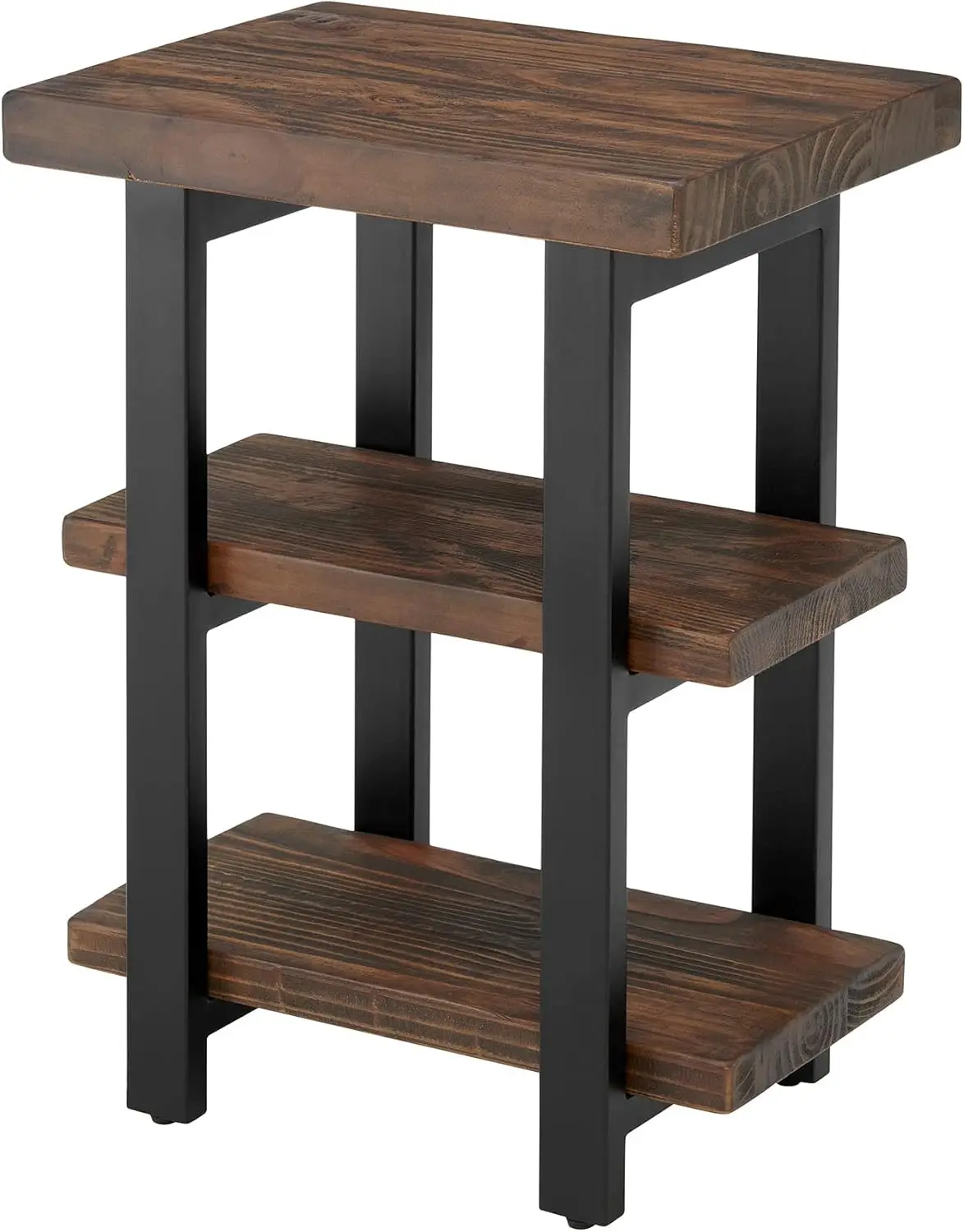 Furniture Pomona Metal and Reclaimed Wood 2-Shelf End Table, Rustic Natural