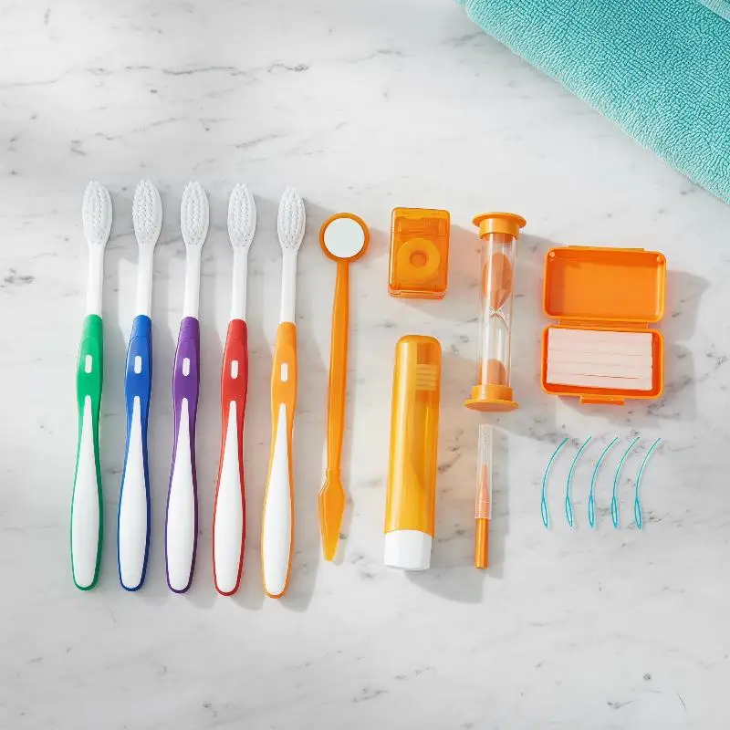 8Pcs/set Oral Cleaning Care Dental Teeth Care Kits Whitening Tool Portable Outdoor Suit Interdental Brush Oral Care
