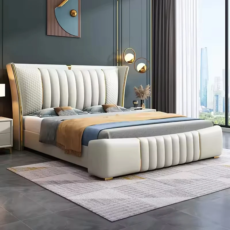 

#Modern Luxury Upholstered Bed Simple King Size Soft Bed Frame Bedroom Furniture for Home Apartment Hotel with Good Price