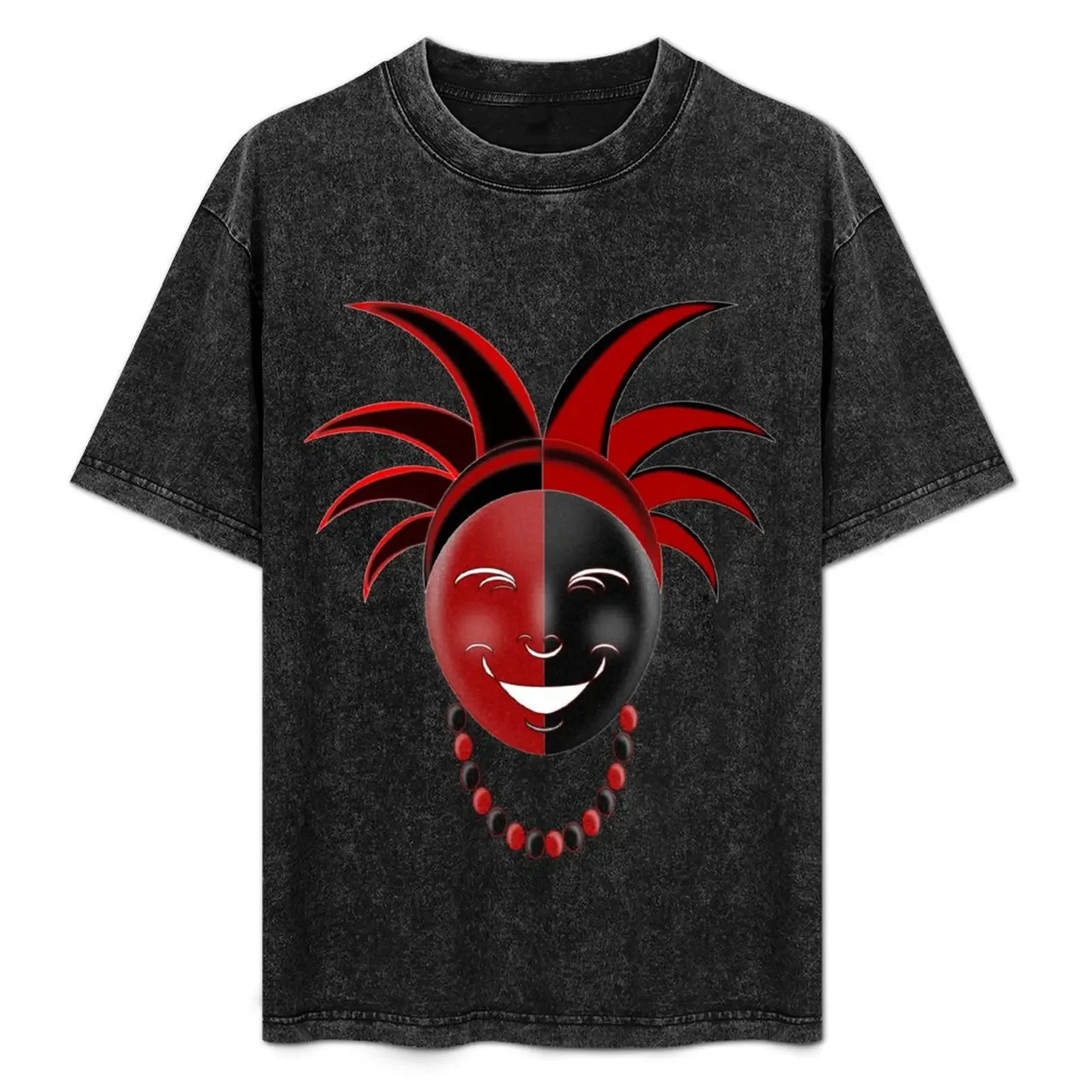 

Red and Black Smiling Elegua T-Shirt Plus Size Simple Casual Top